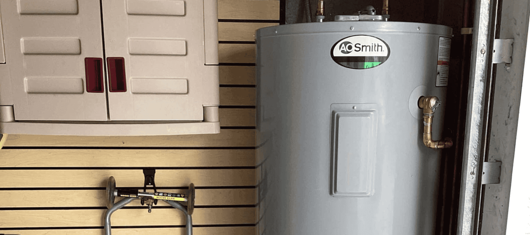 closeup of a tanked water heater