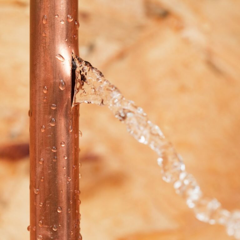 copper pipe with a leak