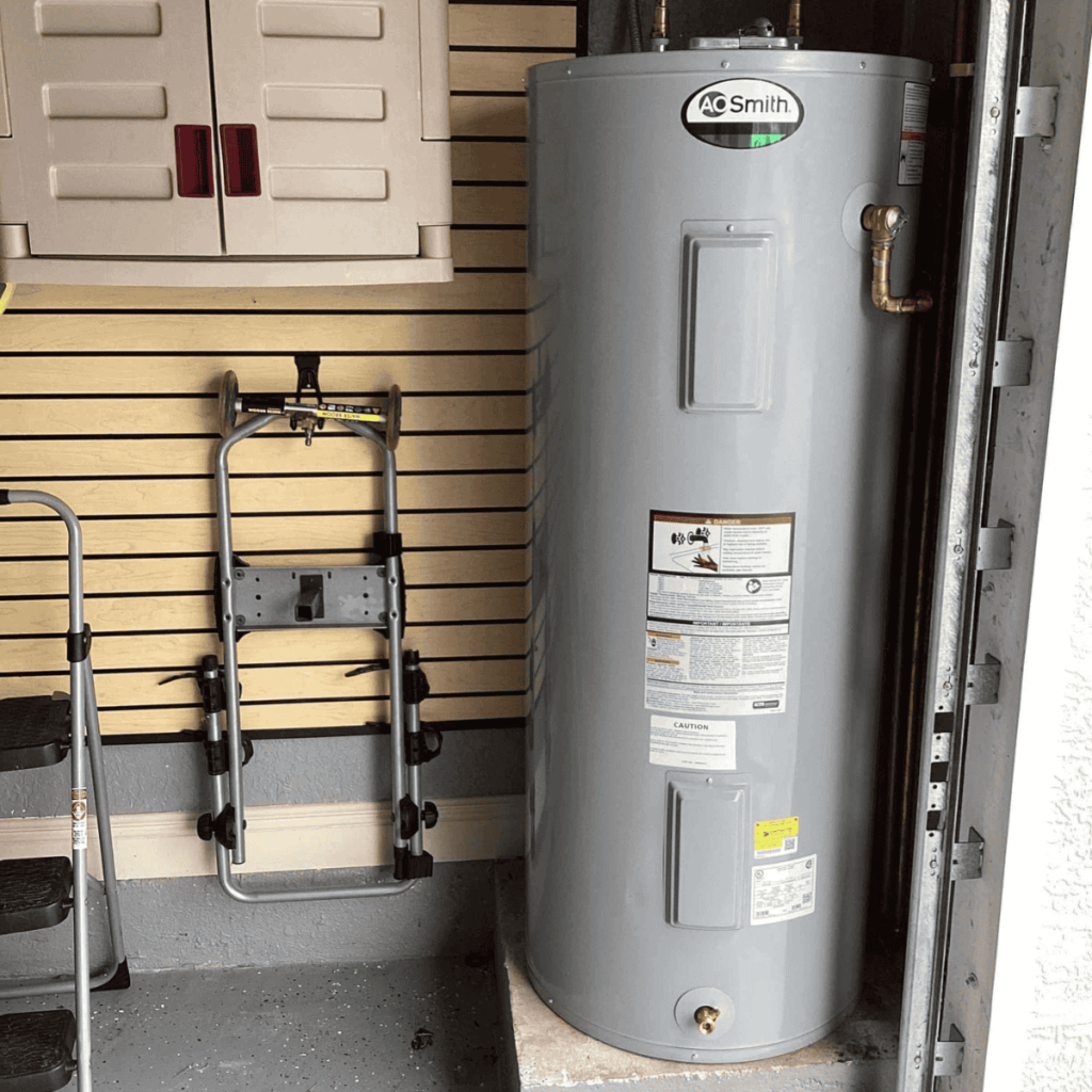 closeup of a tanked water heater
