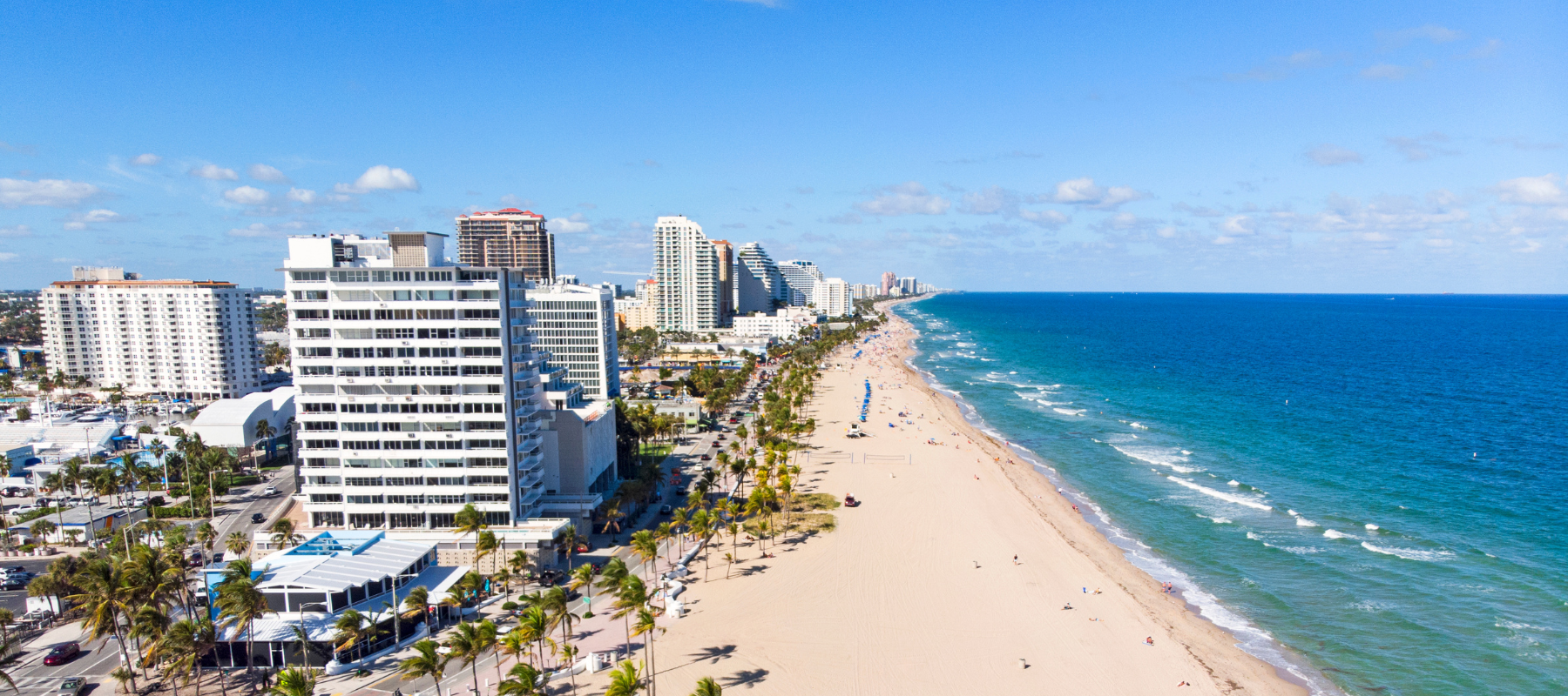 aerial view of beach town in florida