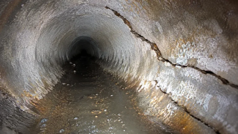 Cracked sewer pipe discovered during a professional sewer camera inspection