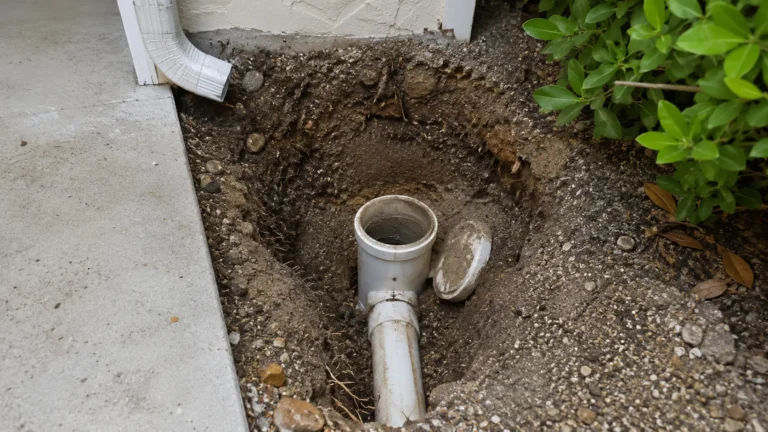 Residential sewer line inspection access point at a South Florida home