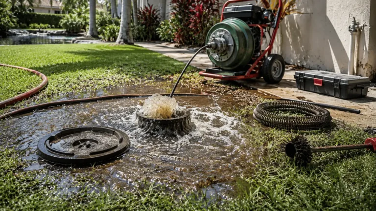 Emergency sewer backup at a residential cleanout requiring immediate professional plumbing service.